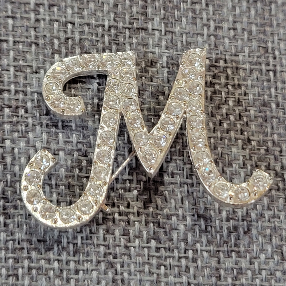 Avon Silver-Tone Letter M Brooch